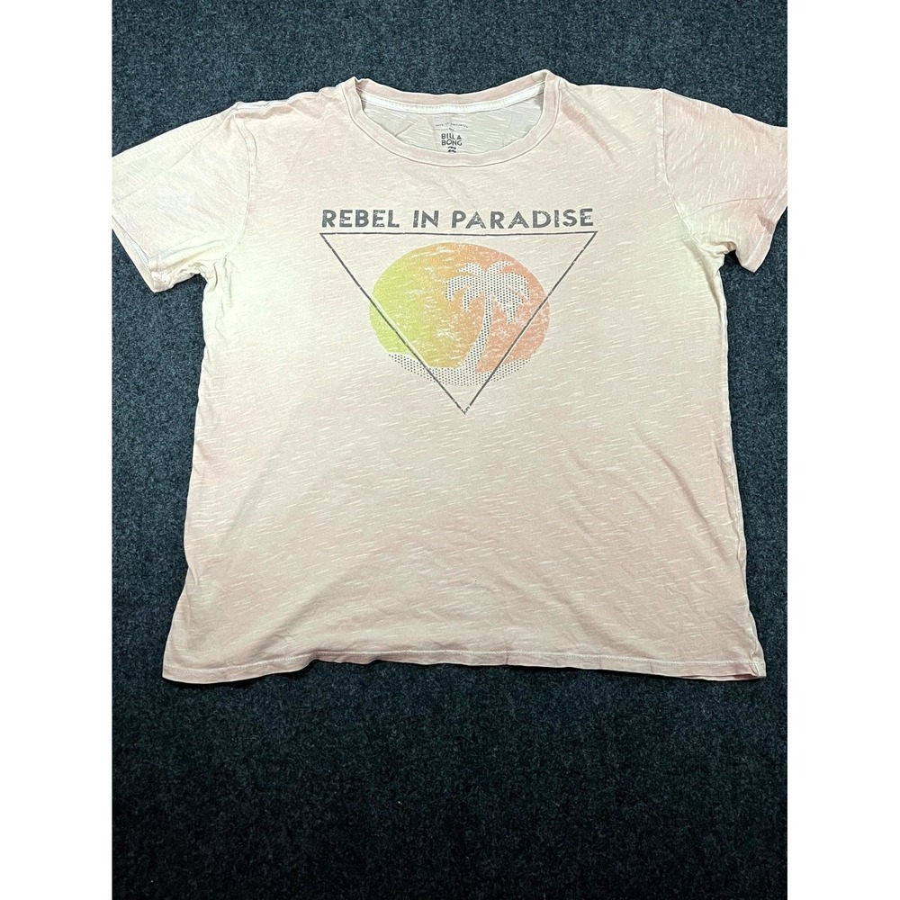 Billabong T Shirt Womens Small Pink Cotton Graphic Rebel In Paradise Beach